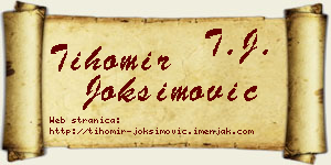 Tihomir Joksimović vizit kartica